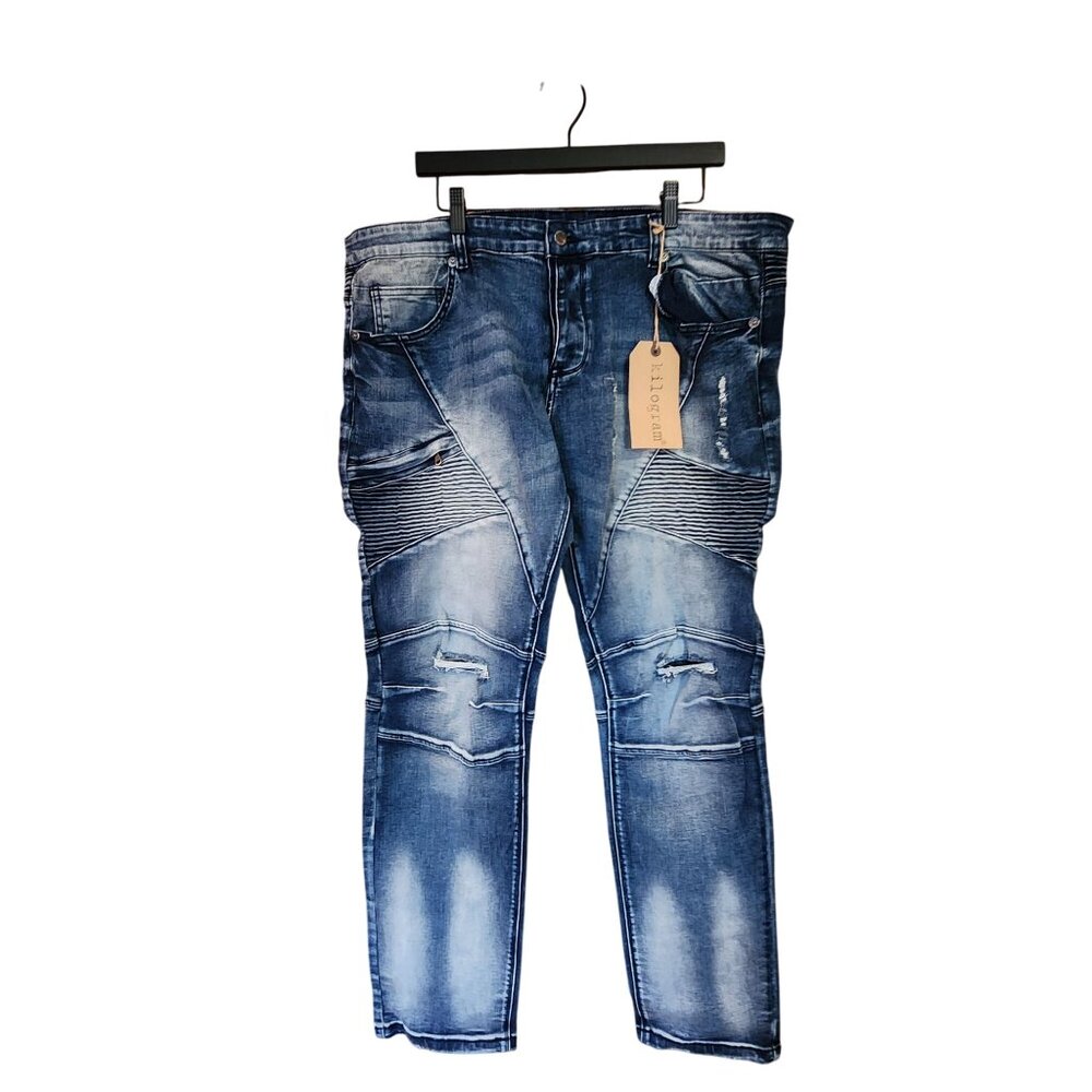 Mens Kilogram Distressed Blue Denim Jeans Size 44 With Tags